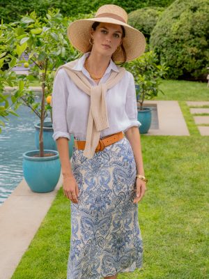 Adelyn Silk Blend Skirt in Paisley Flourish Bias