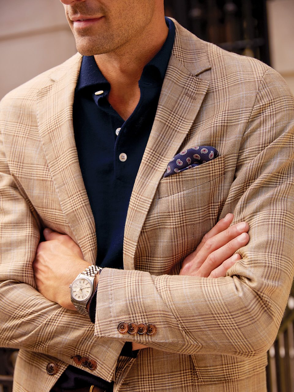 McCown Wool & Linen Sport Coat in Glen Plaid