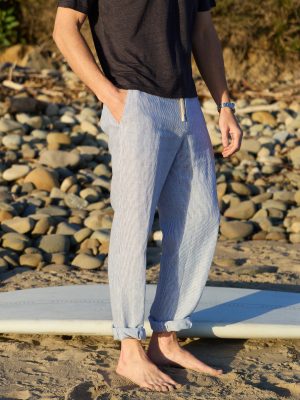 Callistair Linen Pants in Hairline Stripe