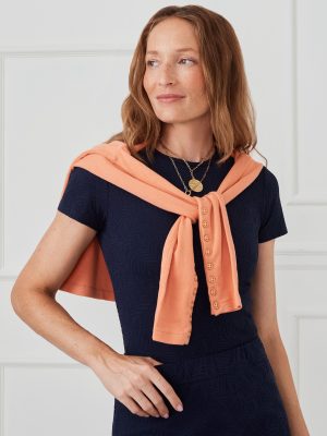 Allie Cap Sleeve Tee in Palm Breeze Jacquard