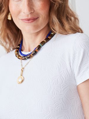 Allie Cap Sleeve Tee in Palm Breeze Jacquard