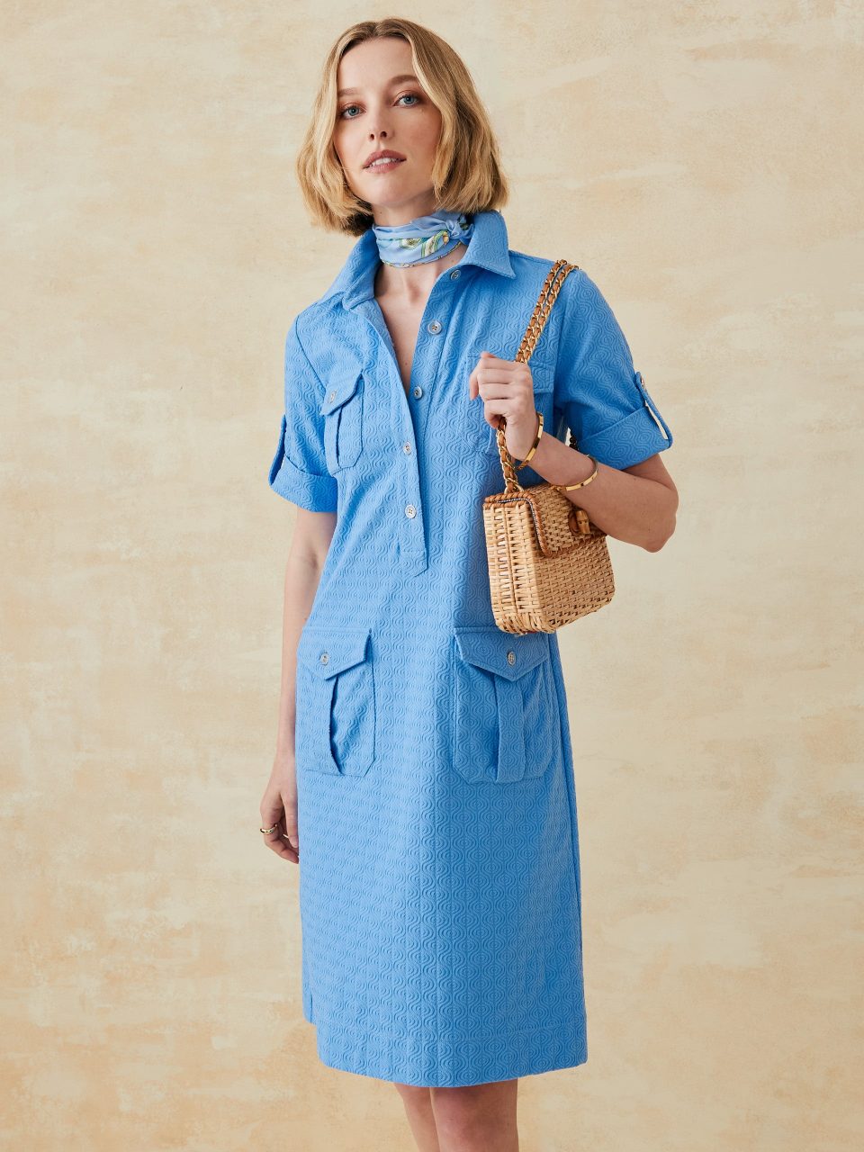 Amber Dress in Riptide Jacquard