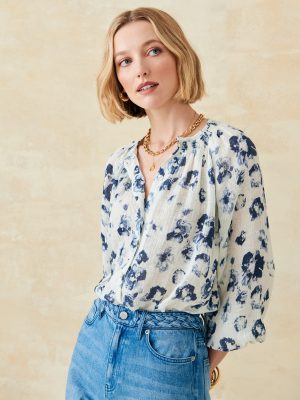Constance Linen Blouse in Painted Leopard