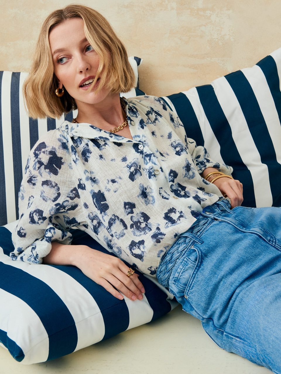 Constance Linen Blouse in Painted Leopard