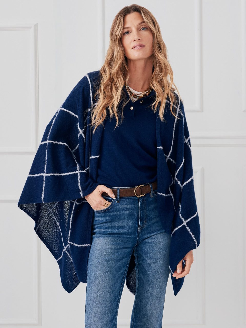 Chantal Cashmere Wrap in Window Pane