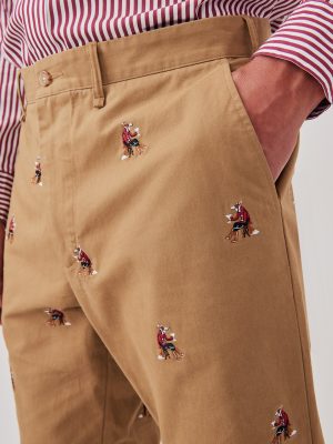 Redding Straight-Fit Chino Pants in Embroidered Fox Martini
