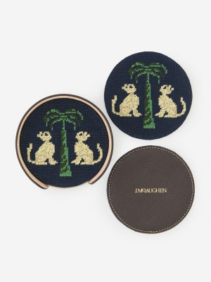 Needlepoint Coaster Set in Cat & Tree