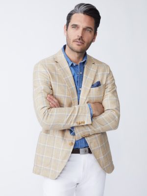 Lisbon Linen Sport Coat in Window Pane