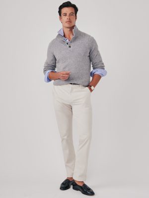 Mock Neck Cashmere Henley Sweater