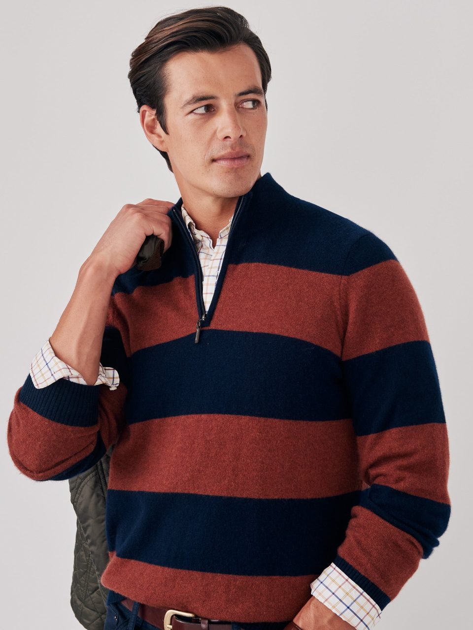 Henry Cashmere 1/4 Zip in Stripe