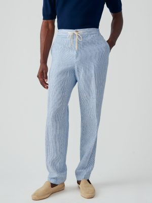 Callistair Linen Pants in Hairline Stripe