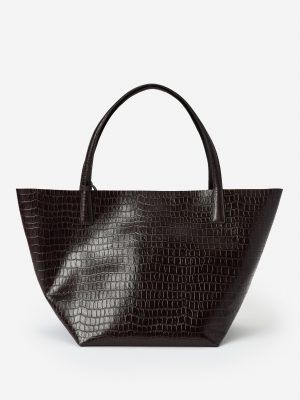 Vika Leather Tote in Crocodile