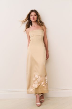Calise Satin Bow Detail Midi Dress
