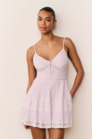 Krista Lace-Trimmed Cotton Mini Dress