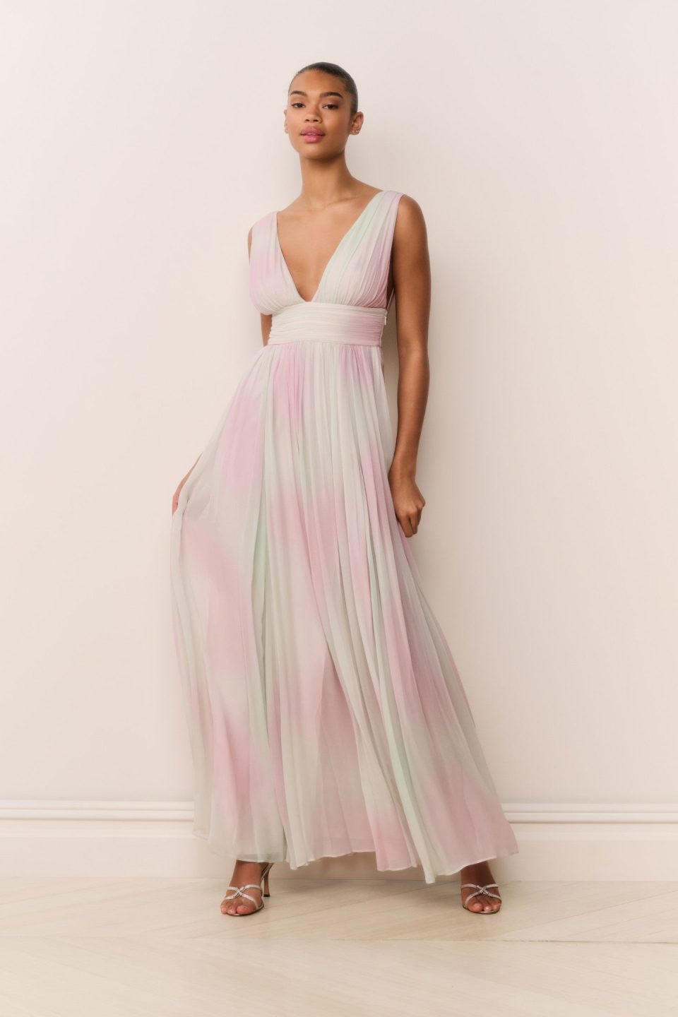 Madeleine Pastel Tie-Dye Chiffon Maxi Dress