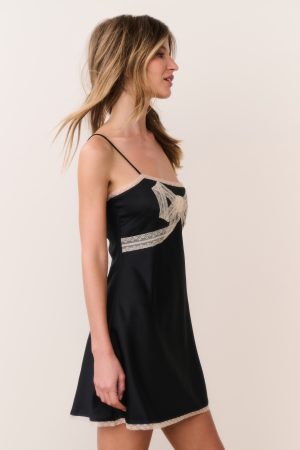 Mirelis Lace Bow Crepe Mini Dress