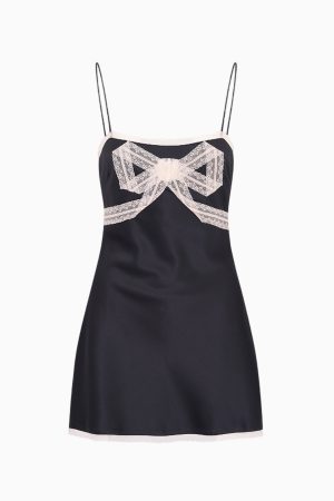 Mirelis Lace Bow Crepe Mini Dress