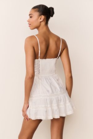 Solbina Crystal Bow Cotton Mini Dress