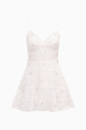 Solbina Crystal Bow Cotton Mini Dress
