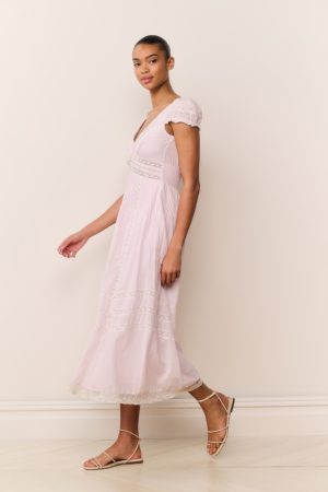 Suvi Pink Cotton Midi Dress
