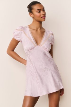 Sylara Silk-Blend Bow Jacquard Mini Dress