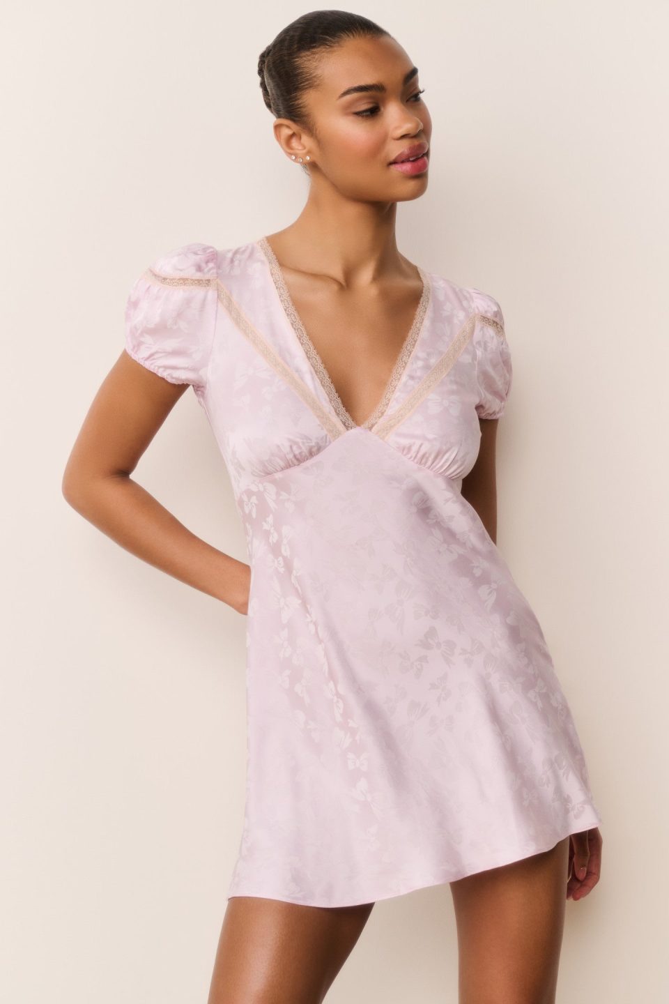 Sylara Silk-Blend Bow Jacquard Mini Dress